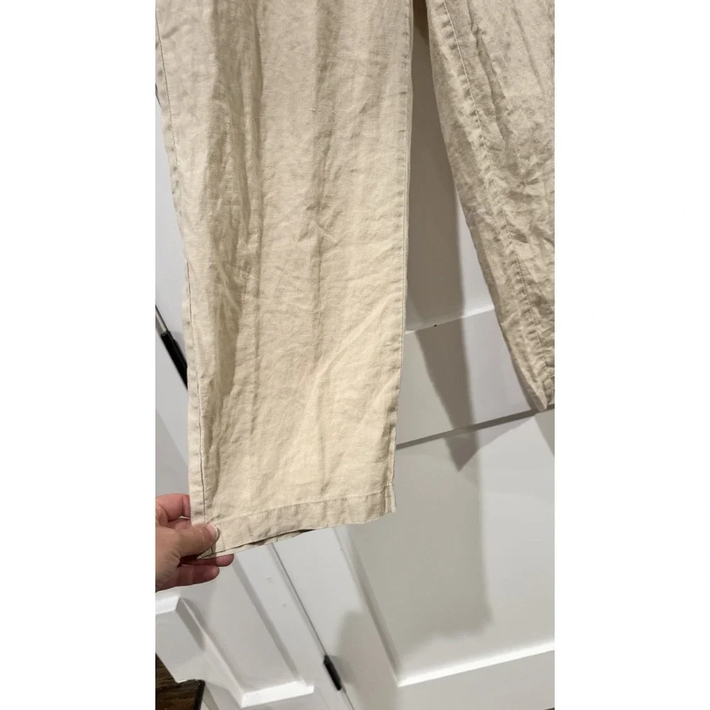 QUINCE 100% European Linen Pants Size Medium Flax Oatmeal Relaxed Casual Summer